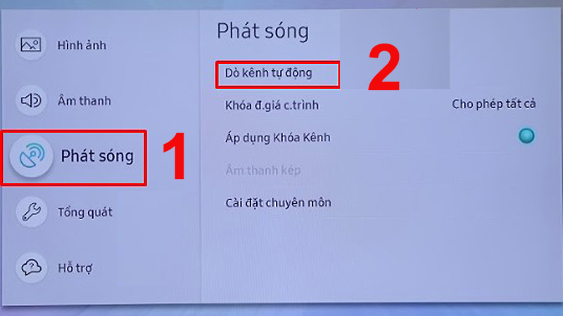 Hướng dẫn cách dò kênh tivi Samsung thường, Samsung 2015, 2016, 2017..